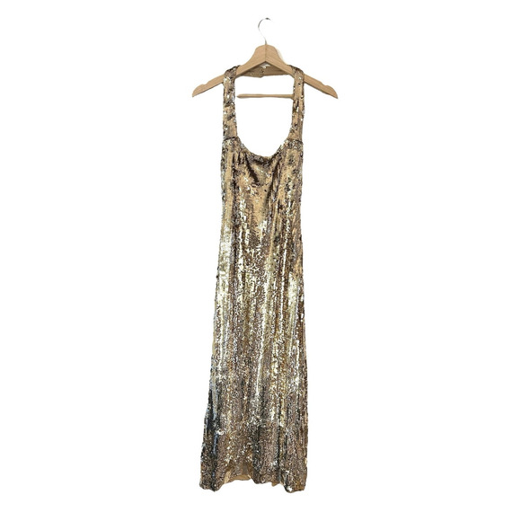Show Me Your Mumu Samba Midi Dress in Gold Liquid Sequins M - Picture 5 of 8
